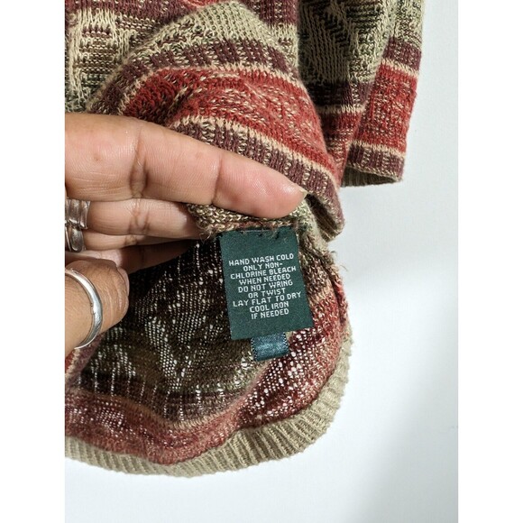 Lauren by Ralph Lauren Red Tan Southwest Aztec Linen Cotton Knit Sweater Size L - Picture 5 of 5